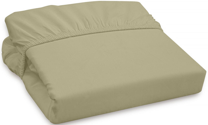 ROYALE LINENS Linen 300 Thread Count 100% Long Staple Combed Cotton Fitted Sheet,Deep Pocket Bottom Sheet,Sage Green Fitted Sheet Queen Size,Queen Fitted Sheet Only,Elastic Sheet(Queen,Sage Green)