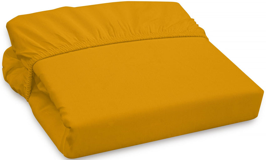 Royale Linens 300 Thread Count 100% Long Staple Combed Cotton Fitted Sheet - Super Soft Deep Pocket Sheet - Yellow Fitted Sheet Queen Size - Queen Fitted Sheet Only - Elastic Sheet (Queen, Yellow)