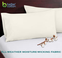 ROYALE LINENS 300 thread Count 100% Long Staple Combed Cotton Pillowcases Set Of 2 - Ultra Soft - Queen Bed Pillow Cover - 20"x30" - Breathable, Cool & Crisp Percale White Pillow Cases
