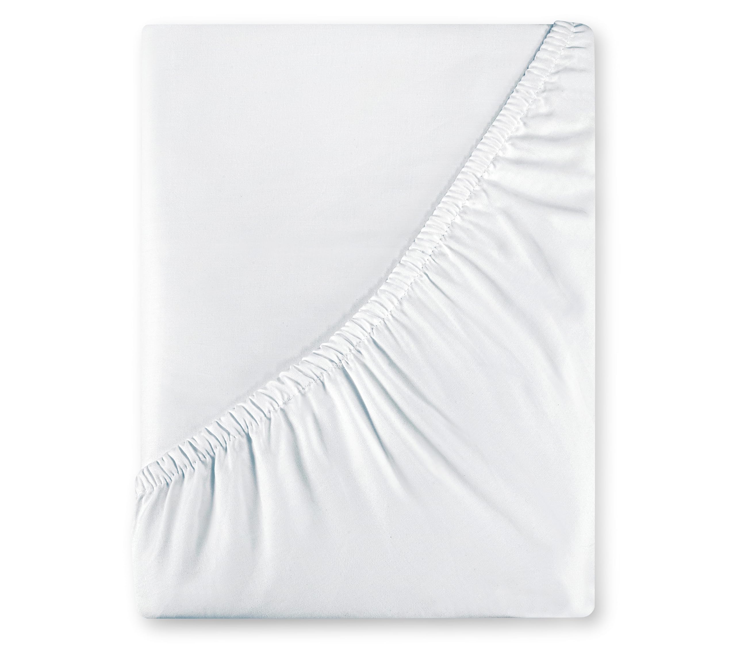 Royale Linens 400 Thread Count 100% American Grown Cotton Fitted Sheet Queen Size - All Around Elastic Fitted Sheet - Luxury Sateen Weave - Snug Fit Bottom Sheet Fit Up To 16" (Queen, Signature White)