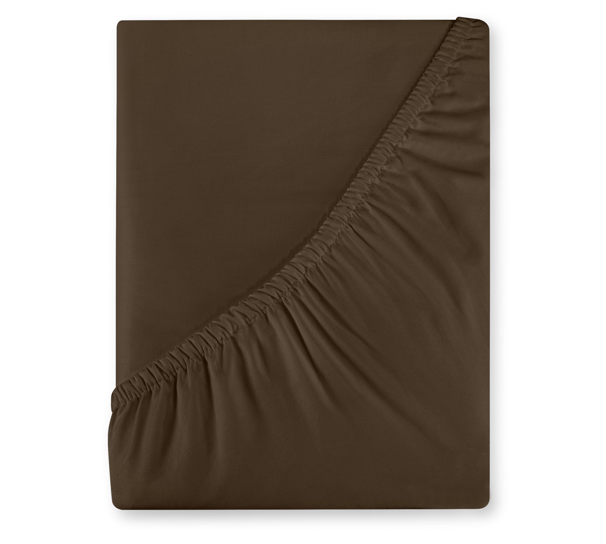 Royale Linens 400 Thread Count 100% American Grown Cotton Fitted Sheet - All Around Elastic Fitted Sheet - Luxury Sateen Weave - Snug Fit Bottom Sheet Fit Up to 16 Inch (Hazel Nut)