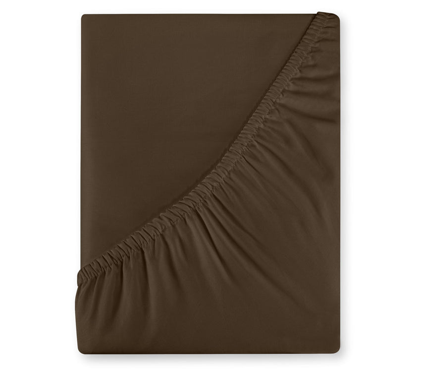 Royale Linens 400 Thread Count 100% American Grown Cotton Fitted Sheet Queen Size - All Around Elastic Fitted Sheet - Luxury Sateen Weave - Snug Fit Bottom Sheet Fit Up to 16 Inch (Queen, Hazel Nut)