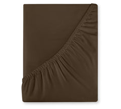 Royale Linens 400 Thread Count 100% American Grown Cotton Fitted Sheet Queen Size - All Around Elastic Fitted Sheet - Luxury Sateen Weave - Snug Fit Bottom Sheet Fit Up to 16 Inch (Queen, Hazel Nut)