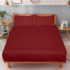 ROYALE LINENS 300 Thread Count 100% Long Staple Combed Cotton Fitted Sheet - Super Soft Deep Pocket Bottom Sheet - Red Fitted Sheet Queen Size - Queen Fitted Sheet Only - Elastic Sheet (Queen,Red)