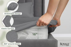 144TC cotton fitted sheet Charcoal