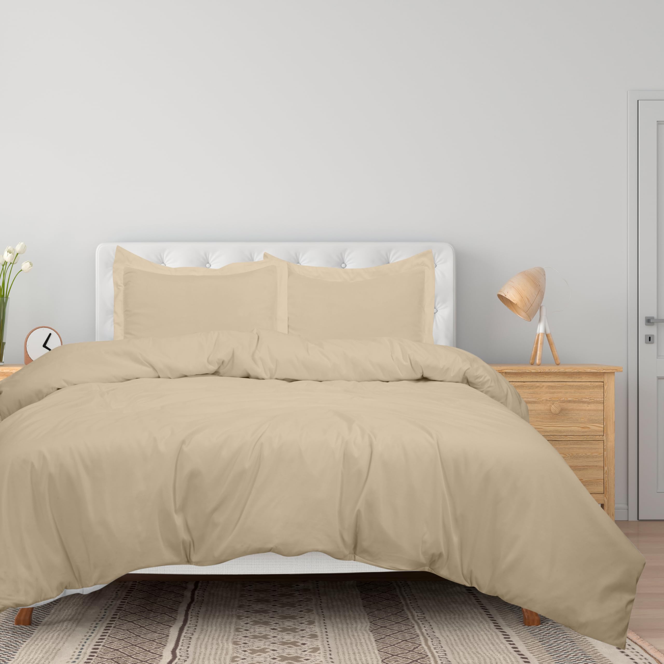 ROYALE LINENS White Duvet Cover - Duvet Cover Set - 3 Piece Double Brushed Duvet Covers with Zipper Closure, 1 Duvet Cover and 2 Pillow Shams