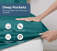 200TC cotton fitted sheet teal