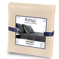 Royale Linens Queen Size Flat Sheet Only - Brushed 1800 Microfiber - Ultra Soft & Breathable - Wrinkle & Stain Resistant - Hotel Quality Flat Sheet Sold Separately - Top Sheet for Bed - (Queen, Sand)