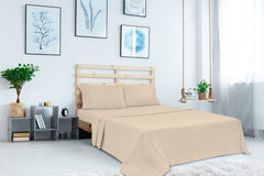 Royale Linens Queen Size Flat Sheet Only - Brushed 1800 Microfiber - Ultra Soft & Breathable - Wrinkle & Stain Resistant - Hotel Quality Flat Sheet Sold Separately - Top Sheet for Bed - (Queen, Sand)