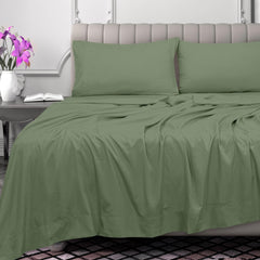 Royale Linens 300 Thread Count 100% Long Staple Combed Cotton Flat Sheet - Super Soft - Top Sheet - Full Flat Sheet Sold Separately - Breathable, Cool & Crisp Percale Flat Sheet Only (Full, Aqua)