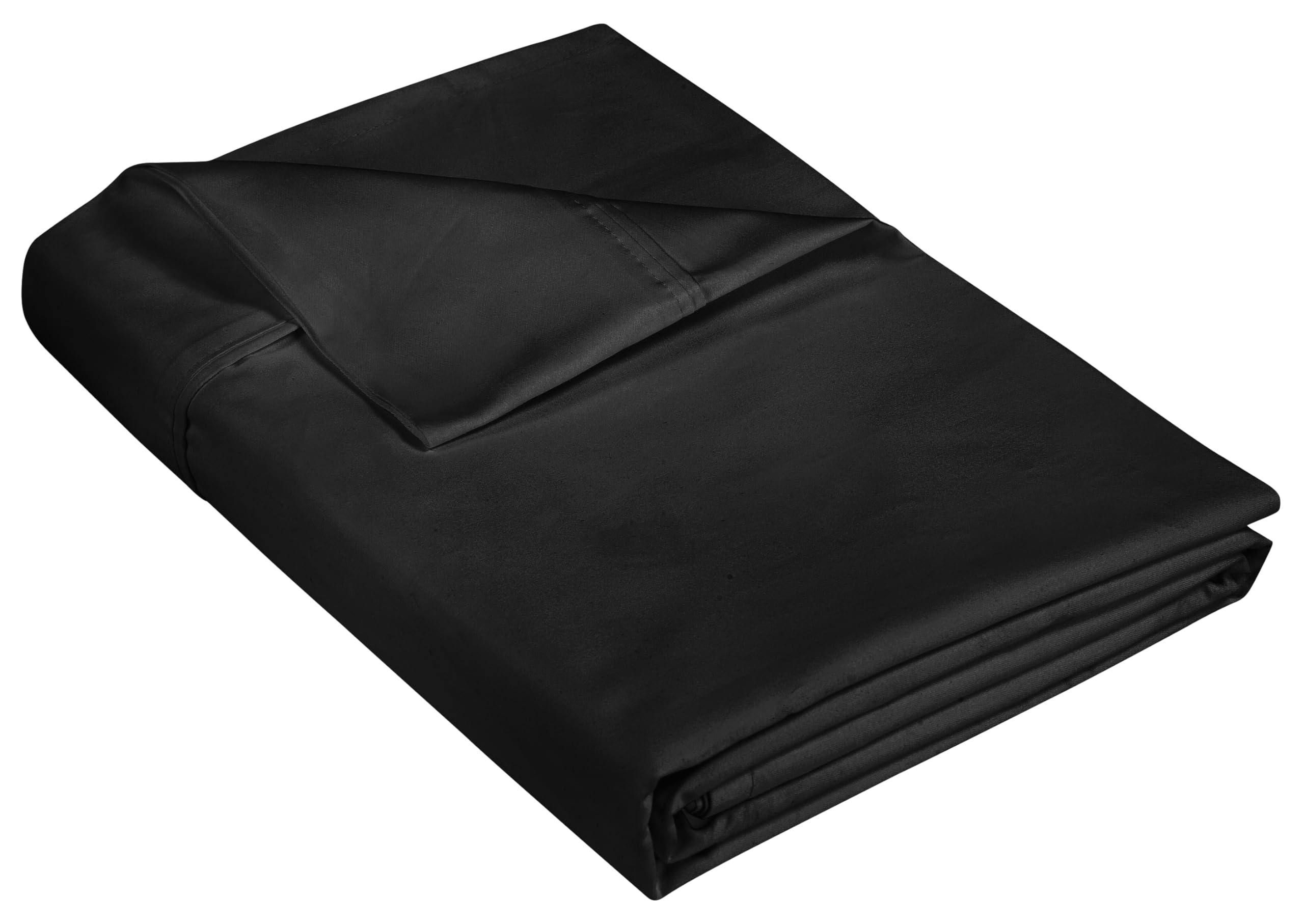 400 Thread Count 100% American Grown Cotton Flat Sheet - Cooling Sheets - Queen Sheets - Luxury Sateen Weave - Queen Flat Sheet Sold Separately - Soft Black Flat Sheet Only (Queen, Night Black)