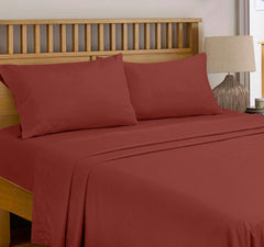 Royale Linens 300 Thread Count 100% Long Staple Combed Cotton Flat Sheet - Super Soft - Top Sheet - Queen Flat Sheet Sold Separately - Breathable, Cool & Crisp Percale Flat Sheet Only (Queen, Rust)