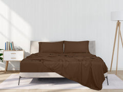 ROYALE LINENS - 4 Piece Bed Sheet - Soft Brushed Microfiber 1800 Bedding Set - 1 Fitted Sheet, 1 Flat Sheet, 2 Pillowcase -Wrinkle & Fade Resistant Luxury Sheet Set (Chocolate Brown)
