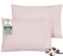ROYALE LINENS 200 Thread Count 100% Long Staple Combed Cotton Pillowcases Set Of 2 - Ultra Soft - Queen Bed Pillow Cover - 20"x30" - Breathable, Cool & Crisp Percale White Pillow Cases ( Lavendar)