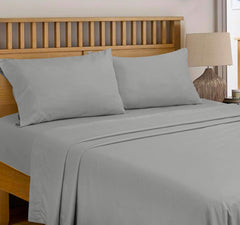 ROYALE LINENS 300 Thread Count 100% Long Staple Combed Cotton Flat Sheet - Super Soft - Top Sheet - Queen Flat Sheet Sold Separately - Breathable, Cool & Crisp Percale Flat Sheet Only (Queen, Silver)