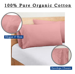 ROYALE LINENS 300 Thread Count 100% Long Staple Combed Cotton Pillowcases Set of 2 - Ultra Soft - Queen Bed Pillow Cover - 20"x30" - Breathable, Cool & Crisp Percale Pink Pillow Cases (Queen, Pink)