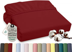 Royale Linens 100% Organic Cotton Percale Weave Super Soft Deep Pocket Bottom Sheets Elastic Sheet Fitted Sheets Only