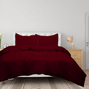 ROYALE LINENS Burgundy Duvet Cover - Duvet Cover Set - 3 Piece Double Brushed Duvet Covers with Zipper Closure, 1 Duvet Cover and 2 Pillow Shams ( Burgundy)
