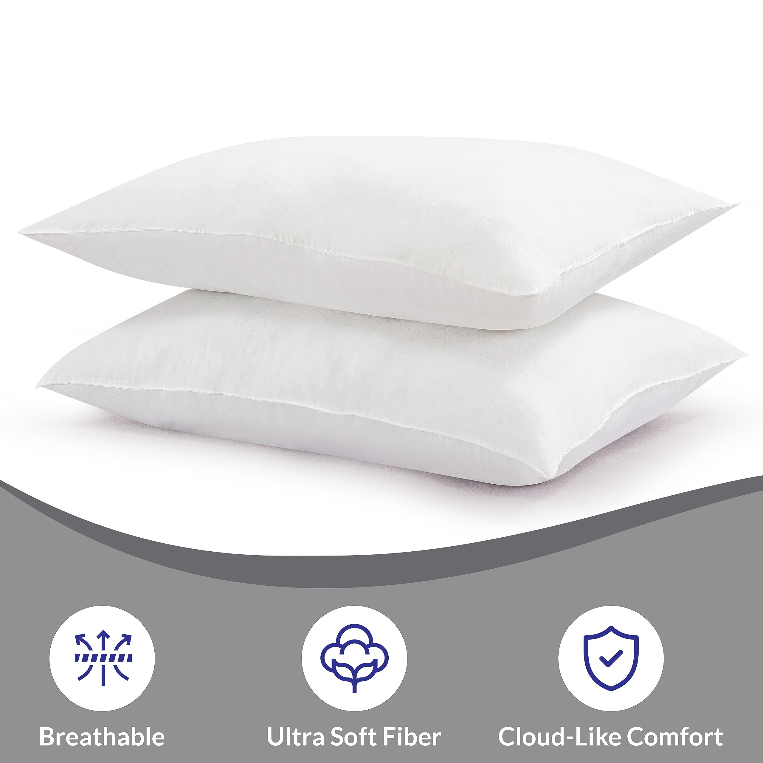 ROYALE LINENS Pillows Size Set of 2 - Bed Pillows for Sleeping - Cooling Pillow for Back, Stomach or Side Sleepers - Down Alternative Pillows - Soft Hotel Quality ( Pack of 2)