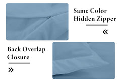 Royale Linens Lake Blue Duvet Cover Queen Size - Queen Duvet Cover Set - 3 Piece Double Brushed Queen Duvet Covers with Zipper Closure, 1 Duvet Cover 90x90 inches and 2 Pillow Shams (Queen, Lake Blue)