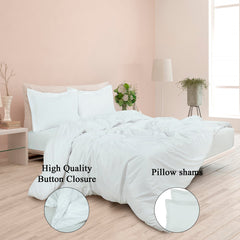 ROYALE White Duvet Cover Queen Size - Washed Duvet Cover Set, 3 Piece Double Brushed Duvet Covers with Button Closure - 1 Duvet Cover 90x90 inches and 2 Pillow Shams - Comforter Cover