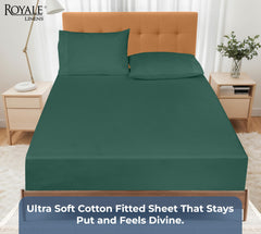 200TC cotton fitted sheet hunter-green