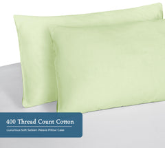 Royale Linens 400 Thread Count 100% American Grown Cotton Queen Pillowcase Set - Luxury Sateen Queen Pillow case - 20"x30" Inch - Soft & Smooth Set of 2 Green Pillowcases - (Queen, Florentine Sage)