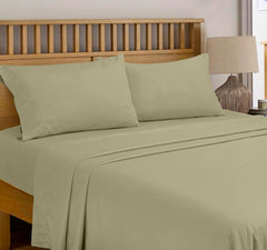 Royale Linen 300 Thread Count 100% Long Staple Combed Cotton Flat Sheet - Super Soft - Top Sheet - Queen Flat Sheet Sold Separately - Breathable, Cool & Crisp Percale Flat Sheet Only (Queen,SageGreen)