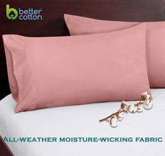 ROYALE LINENS 300 thread Count 100% Long Staple Combed Cotton Pillowcases Set Of 2 - Ultra Soft - Queen Bed Pillow Cover - 20"x30" - Breathable, Cool & Crisp Percale White Pillow Cases