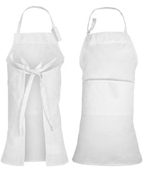 ROYALE LINENS 2 Pack Adjustable Bib Apron with 2 Pockets - Chef Cooking Kitchen Aprons for Women Men Chef (Pack Of 2, White)