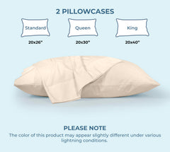 ROYALE LINENS 200 Thread Count 100% Long Staple Combed Cotton Pillowcases Set Of 2 - Ultra Soft - Queen Bed Pillow Cover - 20"x30" - Breathable, Cool & Crisp Percale White Pillow Cases ( Cream)