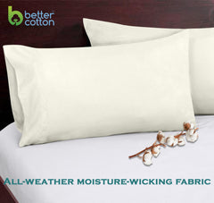 ROYALE LINENS 300 thread Count 100% Long Staple Combed Cotton Pillowcases Set Of 2 - Ultra Soft - Queen Bed Pillow Cover - 20"x30" - Breathable, Cool & Crisp Percale White Pillow Cases