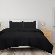 ROYALE LINENS Black Duvet Cover - Duvet Cover Set - 3 Piece Double Brushed Duvet Covers with Zipper Closure, 1 Duvet Cover and 2 Pillow Shams ( Black)