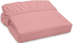 ROYALE LINENS 300 Thread Count 100% Long Staple Combed Cotton Fitted Sheet - Super Soft Deep Pocket Bottom Sheet - Pink Fitted Sheet Queen Size - Queen Fitted Sheet Only - Elastic Sheet (Queen,Pink)