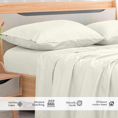 Royale Linens 300 Thread Count 100% Long Staple Combed Cotton Flat Sheet - Super Soft - Top Sheet - Breathable, Cool & Crisp Percale Flat Sheet Only