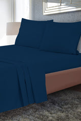 Royale Linens Queen Size Flat Sheet Only - Brushed 1800 Microfiber - Ultra Soft & Breathable - Wrinkle & Stain Resistant - Hotel Quality Flat Sheet Sold Separately - Top Sheet for Bed - (Queen, Navy)