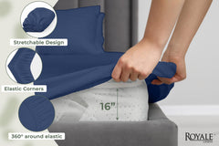 144TC cotton fitted sheet Navy