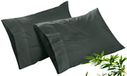 Royale Linens Cooling Pillow Cases Set of 2-100% Rayon Derived from Bamboo Cooling Pillowcase for Hot Sleepers - Soft & Silky Pillow Covers with Envelope Closure (Grey)