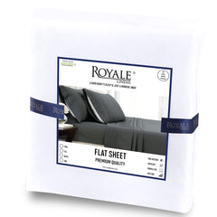 Royale Linens Queen Size Flat Sheet Only - Brushed 1800 Microfiber - Ultra Soft & Breathable - Wrinkle & Stain Resistant - Hotel Quality Flat Sheet Sold Separately - Top Sheet For Bed - (Queen, White)