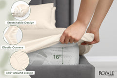 144TC cotton fitted sheet Cream