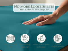 144TC cotton fitted sheet Teal