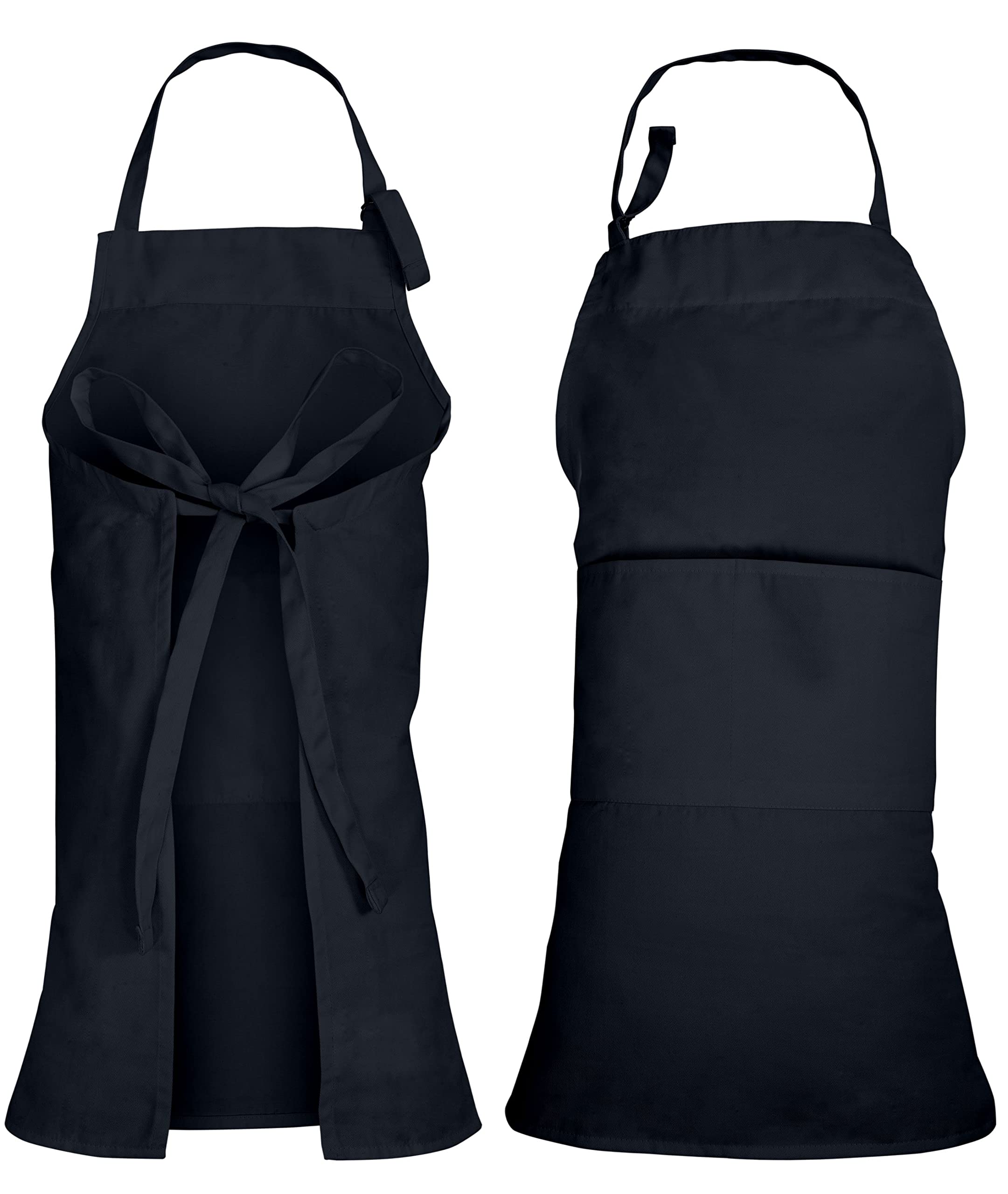 ROYALE LINENS 2 Pack Adjustable Bib Apron with 2 Pockets - Chef Cooking Kitchen Aprons for Women Men Chef (Pack Of 2, Combo)