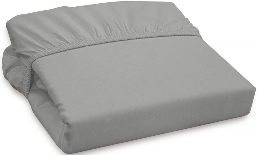 Royale LINENS 300 Thread Count 100% Long Staple Combed Cotton Fitted Sheet - Soft Deep Pocket Bottom Sheet - Silver Fitted Sheet Queen Size - Queen Fitted Sheet Only - Elastic Sheet (Queen, Silver)