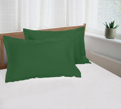 Royale Linens Pillow Shams 2 Pack Queen Size 20x30 Inch - Brushed 1800 Microfiber - Bed Pillow Shams, Wrinkle Resistant Soft and Cozy - Back Overlap Closure - Oxford Pillow Case (Queen, Hunter Green)