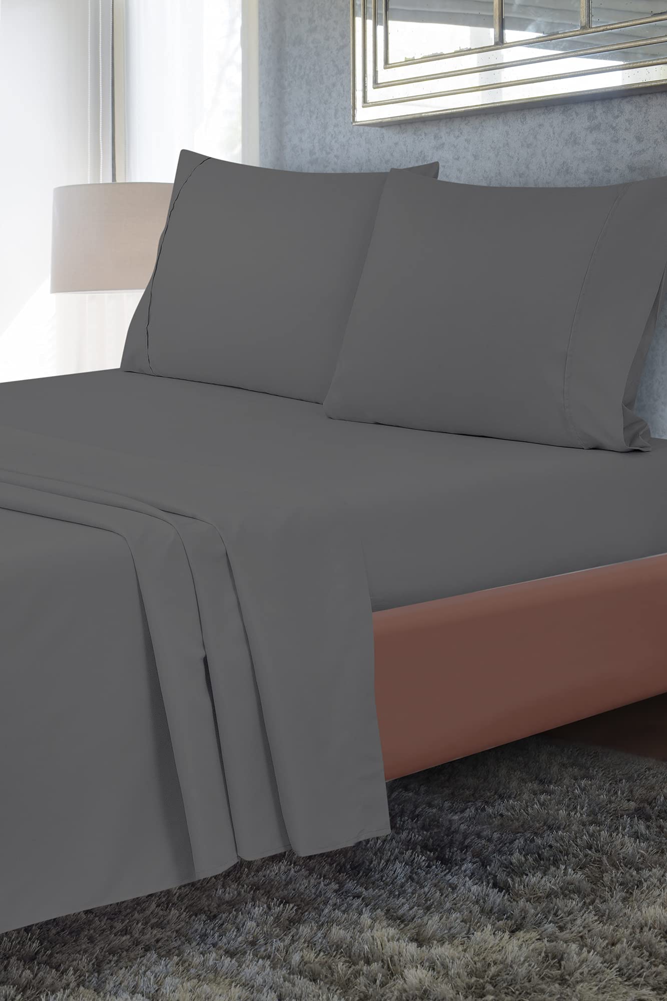 Royale Linen 6 Pack Bulk Flat Sheet Set - Top Sheet - Soft 1800 Microfiber - Wrinkle & Stain Resistant - for Hotel, Massage Table, Hospital, Dorm - Flat Sheet Sold Separately ( Grey)