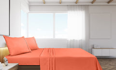 Royale Linens Queen Size Flat Sheet Only - Brushed 1800 Microfiber - Ultra Soft & Breathable - Wrinkle & Stain Resistant - Hotel Quality Flat Sheet Sold Separately - Top Sheet For Bed - (Queen, Coral)