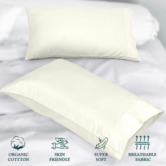 ROYALE LINENS 300 thread Count 100% Long Staple Combed Cotton Pillowcases Set Of 2 - Ultra Soft - Queen Bed Pillow Cover - 20"x30" - Breathable, Cool & Crisp Percale White Pillow Cases