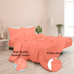 ROYALE Coral Duvet Cover Queen Size - Washed Duvet Cover Set, 3 Piece Double Brushed Duvet Covers with Button Closure - 1 Duvet Cover 90x90 inches and 2 Pillow Shams - Comforter Cover