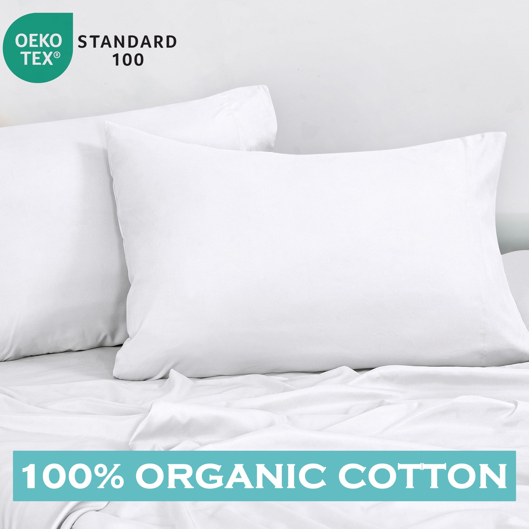 ROYALE LINENS 300 Thread Count 100% Long Staple Combed Cotton Pillowcases Set of 2 - Ultra Soft - Bed Pillow Cover -  - Breathable, Cool & Crisp Percale White Pillow Cases ( White)