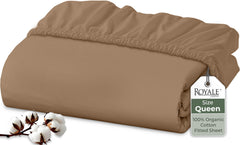 Royale Linens 200 thread count cotton fitted sheet - Chocolate - Queen